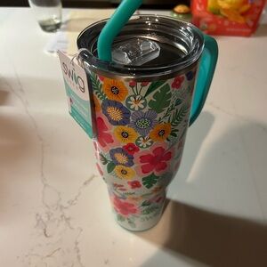 Floral Insulated Tumbler with Straw Swig